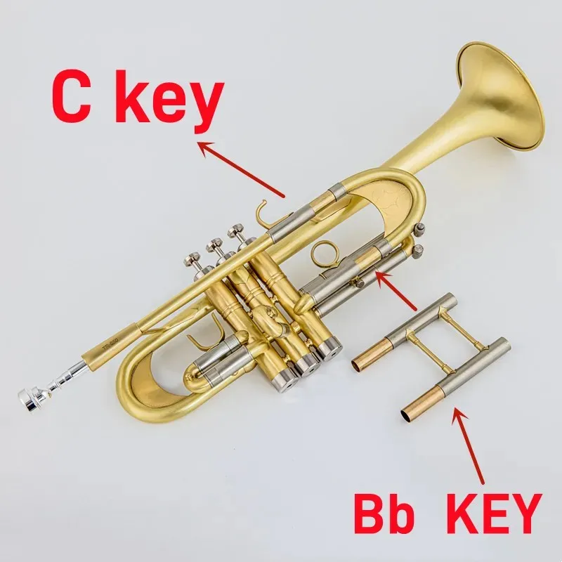 Hot Sell TR-650 Trumpet Bb/C Flat Brass Gold-painted Exquisite Durable Brass Musical Instrument with Trumpet Mouthpiece