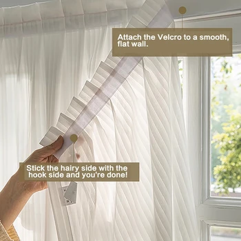 No-Drill Sheer Window Curtains Living Room Blinds with Luxury Vertical Panel Curtain Self-Adhesive Privacy Sheer Fabric Curtain 1