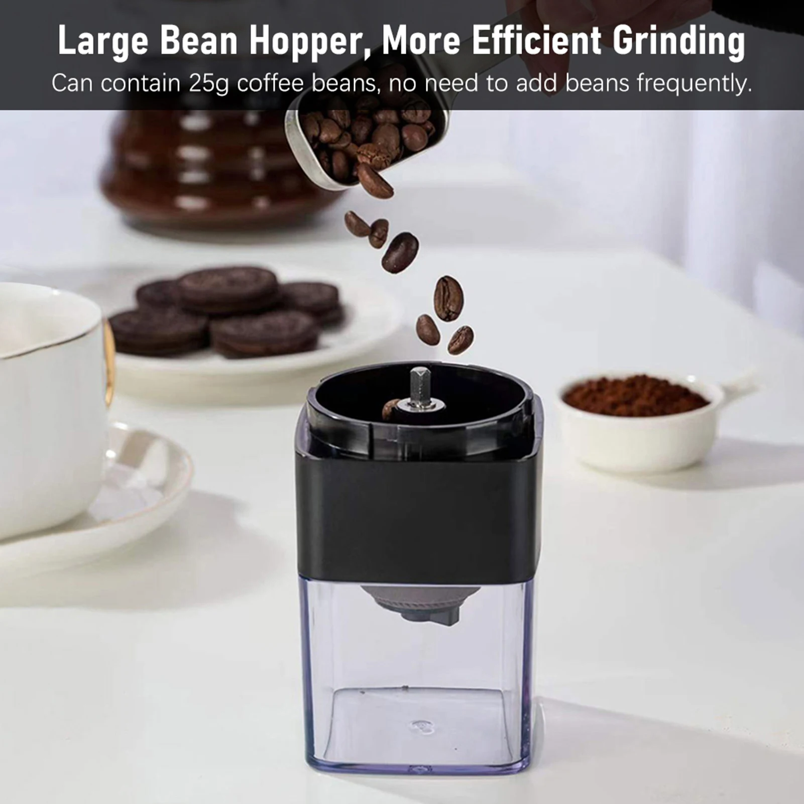 Compact Electric Burr Coffee Grinder with Adjustable Coarse to Fine Settings and Removable Chamber