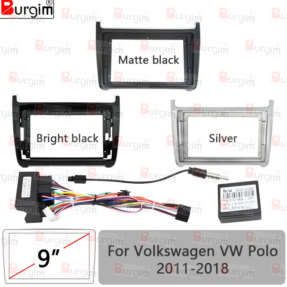 Car Radio Fascias Frame For Volkswagen VW Polo 2011-2018 9 inch