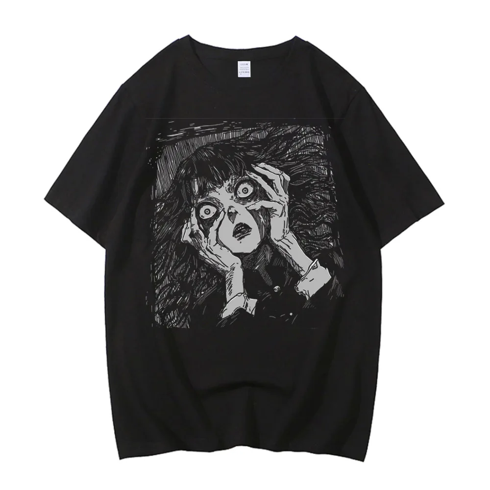 Junji Ito T Shirt Men Punk Hip Hop Tees High Quality Cotton Casual T-shirt Anime Graphic Tees Unisex Streetwear Male