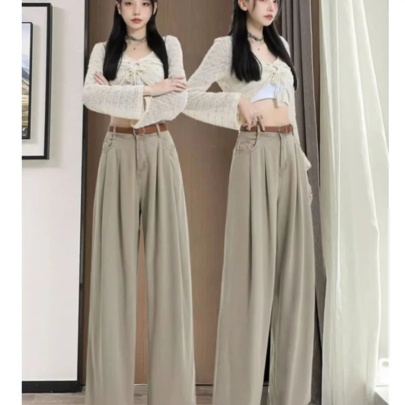 Summer New High Waist Wide Leg Jeans with a Sagging Loose and Versatile Fashion Design Wide Leg Pants