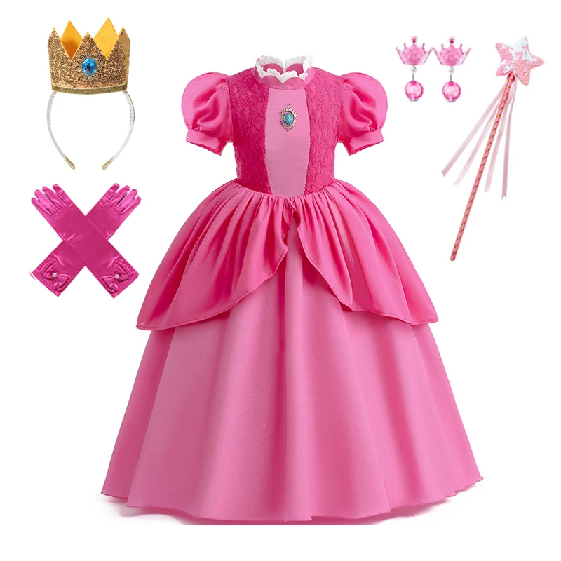 Vestido de princesa melocotón para niña, ropa de actuación de escenario para niños, Carnaval, fiesta de cumpleaños, Festival de revelación, disfraz de Cosplay