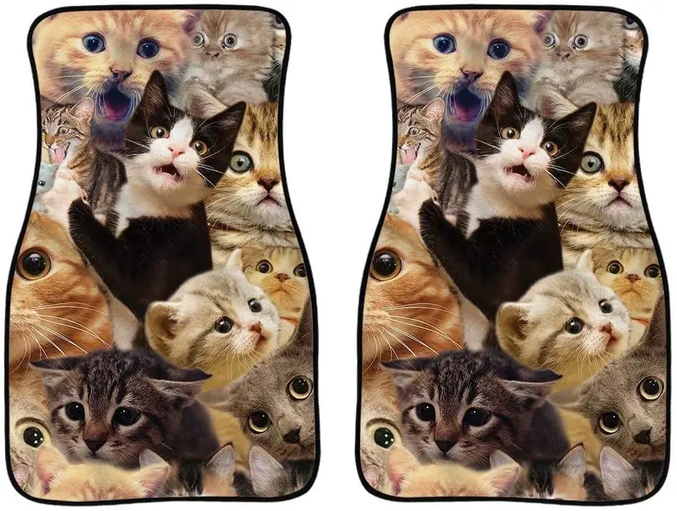 

AFPANQZ Funny Mantage Cats Print Car Floor Mats Front Set of 2 Carpet Universal Fit Mat for Car, SUV, Van Trucks - Front Driver