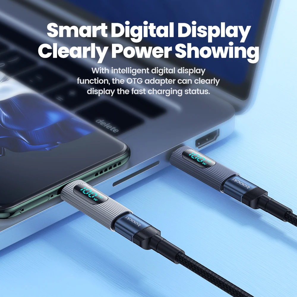 Enhanced Digital Display USB-C Adapter with 100W PD and OTG Support