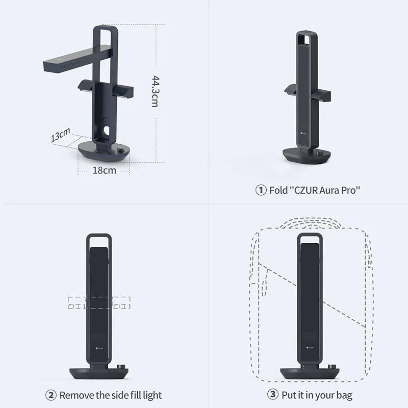 CZUR Shine Ultra 스마트 휴대용 문서 스캐너 USB 북 스캐너 (OCR 자동 플랫 및 데스크탑 지원), 데스크탑/노트북용 파일 카메라