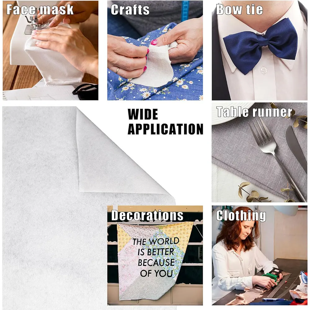 Medium Weight Woven Cotton Iron-On Fusible Interfacing for DIY Craft and Clothing Projects