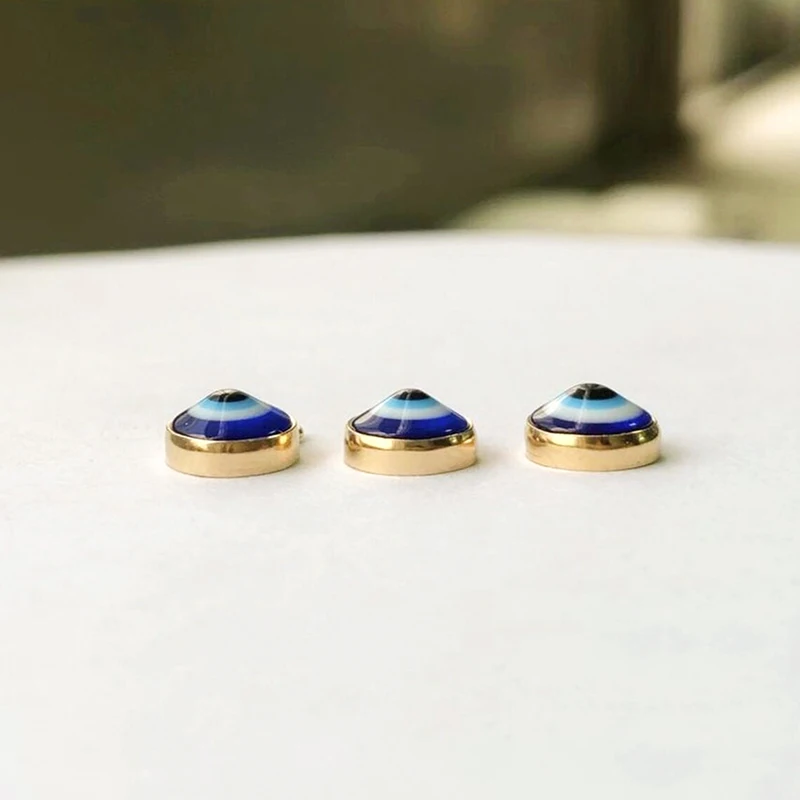 14K Gold Filled 6mm Blue Eye Charm Pendant / Connector /V Connector For Necklace DIY Jewelry Hypoallergenic Jewelry Accessory