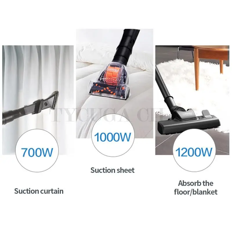 강력한 대용량 진공 청소기, 가정용 카펫 진드기 제거, 가전 제품, 2000W 흡입력, 23KPa, 2.5L