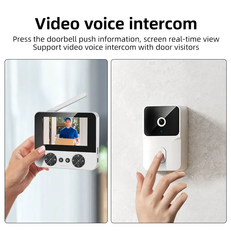 4.3" Wireless Electronic Doorbell Outdoor Monitoring Video Tape Infrared Night Vision Home Voice Intercom Door Machine wireless intercom doorbell