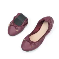 Fashion Shallow Mouth PU Ballet Shoes Bowknot Thread Ballet Flats Women Foldable Lightweight Soft Sole Flat Shoes Yoga
