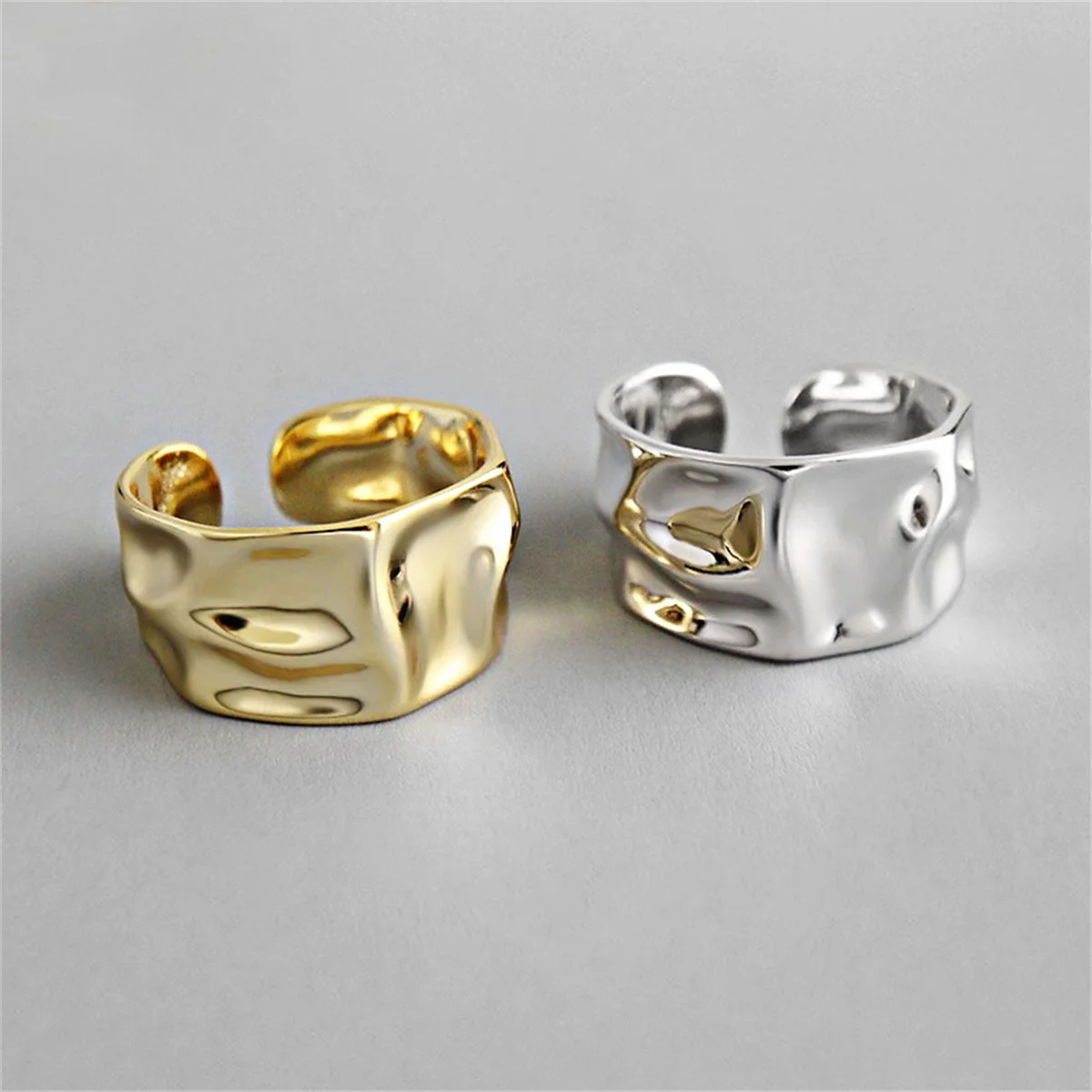 Finger Ring Minimalist Irregular Gothic Gold Color Silver Color Geometric Rings For Women Hip Hop Punk Simple Metal Open Ring Party Jewelry