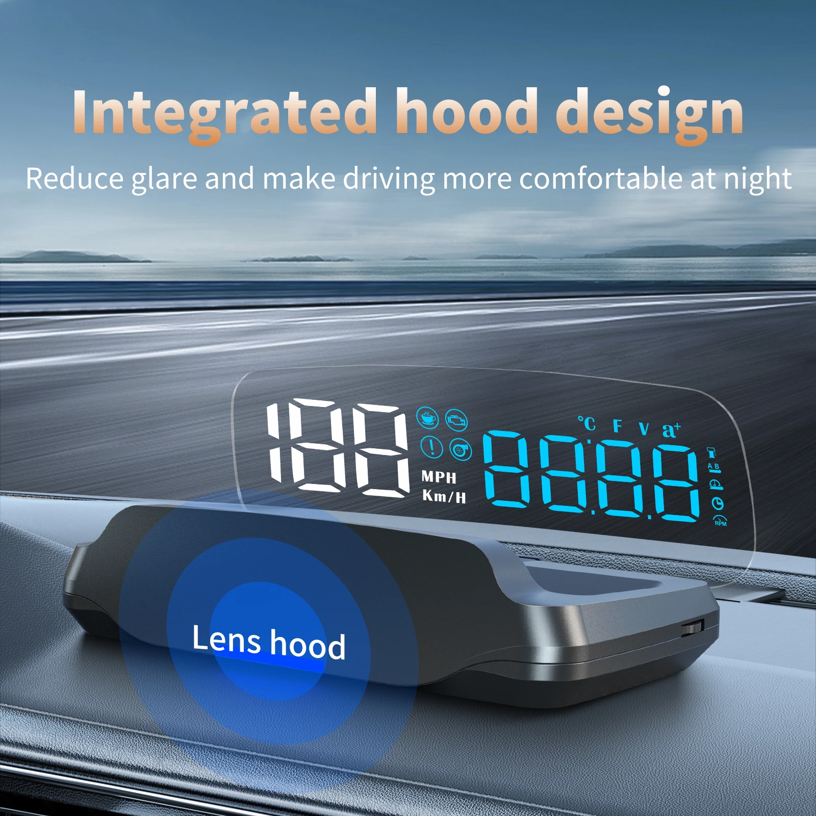 미러 HUD C7B Obd2 속도계 디지털 미터 HUD 디스플레이 자동차 전자 장치 헤드업 디스플레이 자동차용 속도 게이지