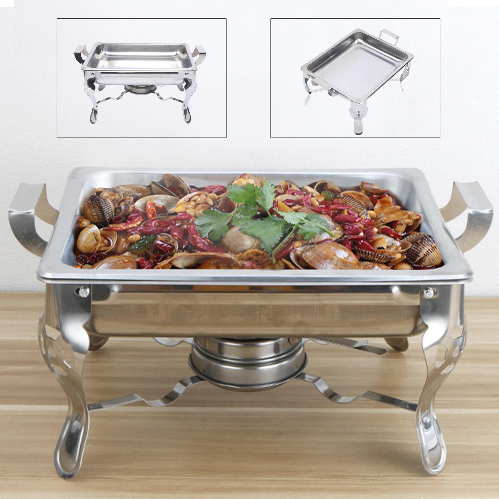 Chafing Dish Stainless Steel Food Warmer Container Hot Food Holder Warming  Tray