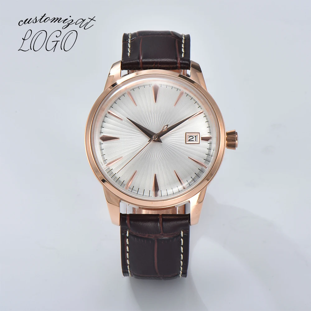 

Customized logo NH35 Watch Cocktail Automatic Watch Men Wristbatch Double Dome Sapphire Crystal Case Dive Clock Date Watch