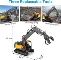 E568 RC Excavator 1:16 Engineering Car Alloy 12CH Crawler 3 in 1 Digger RC Truck 2.4G Chargeable Wireles Remote Control Car Toy 2