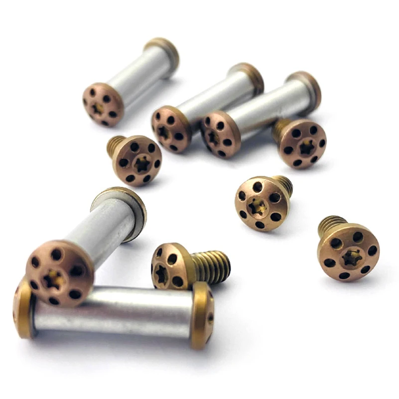 

10 комплектов/Лот, 9 размеров, подходят для отверстия 6 мм, ручка ножа из нержавеющей стали с ЧПУ, фиксирующий винт, резьба M4, резьба T8, звездообразная заклепка, шпиндель, гвоздь, болт