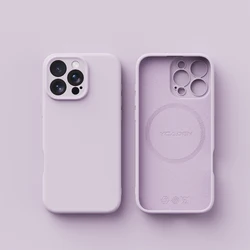 Luxury Liquid Soft Silicone Magnetic Case with MagSafe Wireless Charging Compatibility - iPhone 15 (Morandi Purple)