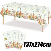 2025 New Year Easter Egg Bunny Theme Party Supplies Disposable PE Plastic Tablecloth Decoration Rectangular Tablecloths 1