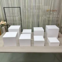 White Buffet Acrylic Riser Cube ,Decorative Acrylic Storage Boxes, Food Buffet Riser for Wedding, Party,Cakes 1