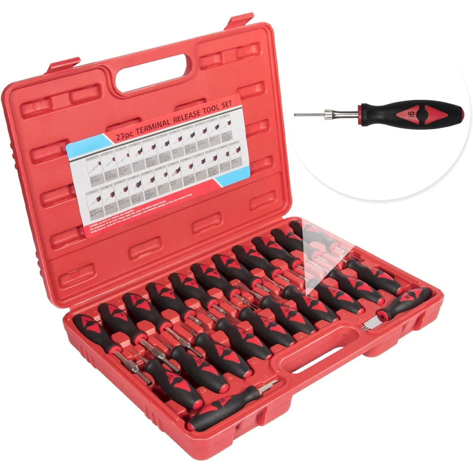 

Автомобильный Универсальный Набор инструментов для снятия клемм TM, 23 шт., автомобильный соединитель проводки, обжимной контактный экстрактор для BMW, Ford, VW PT1549