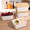 Butter Dish with Bamboo Lid Cover Rectangular Sealed Storage Box Restaurant Storage Plate Food Crisper Box for Countertop Fridge 3