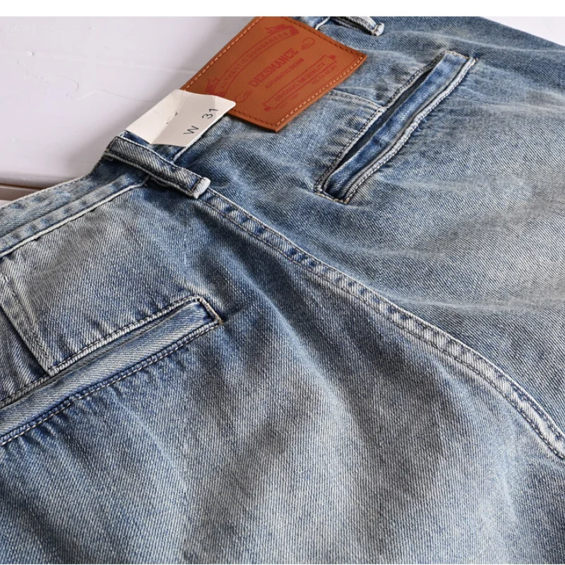 Vintage cotton to do old system cargo multi-bag loose denim shorts men's wash American casual quarter pants trend