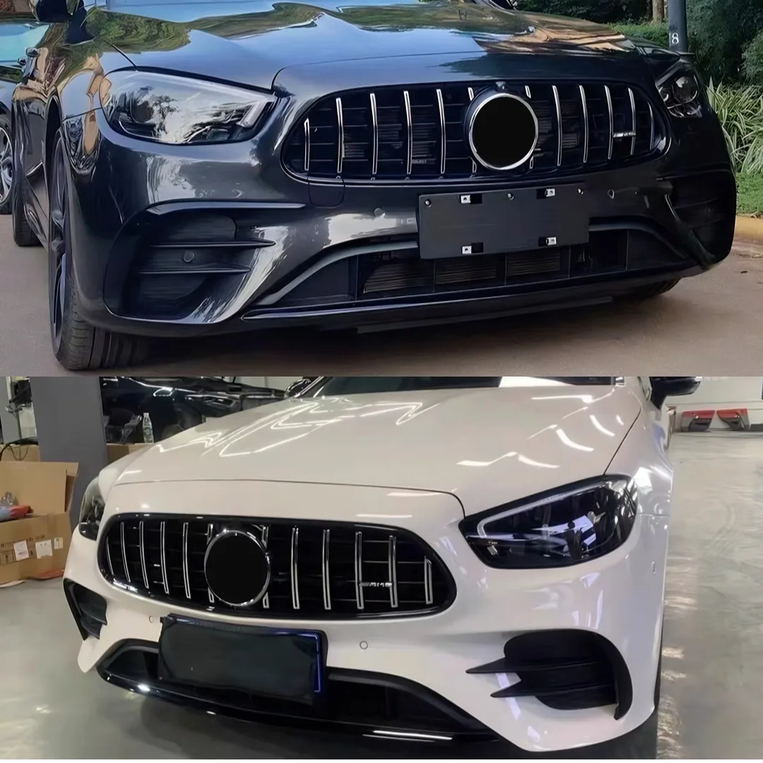 메르세데스 벤츠 E클래스 W213 2021-2023 E260 E300 GT 스타 스타일 튜닝 마스크 그릴 인렛 그리드 메쉬용 스포츠 프론트 범퍼 그릴