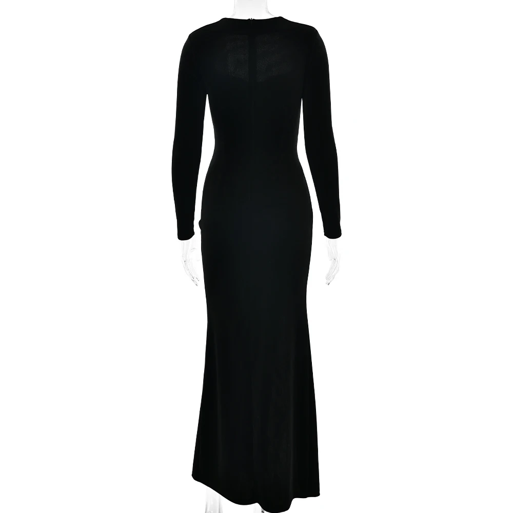 Sexy Velvet Elastic Tight Long Sleeved Dress Elegant Bodycon Slit Party Evening Dress Autumn/winter 2025New Slim Vestido