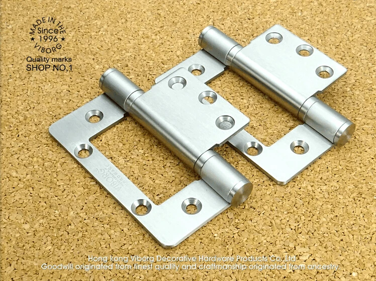 (2 pieces)VIBORG 4" 304 Stainless Steel Extra-thick Smooth&Quiet Non mortise Ball Bearing Door Hinges Hinge