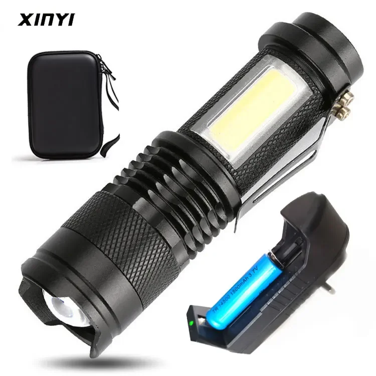 

2000LM Portable LED Torch Q5 COB Mini Black Waterproof LED Flashlight Zoom Torch Penlight Use AA 14500 Battery Lighting Lantern