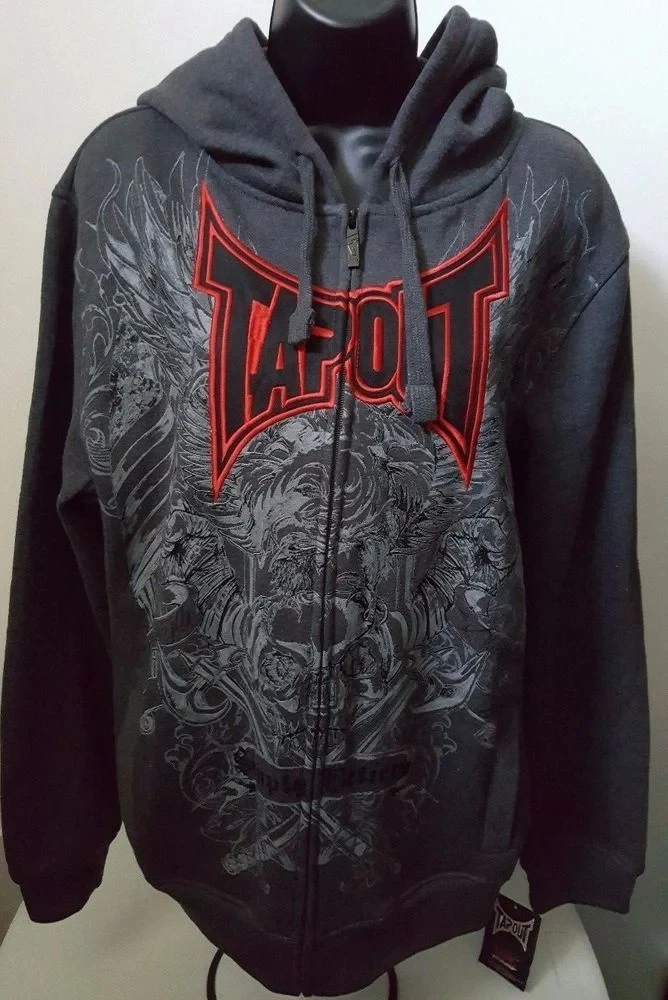 Y2K New American Tapout Zipper Hoodie Sweatshirt Men Hip Hop Letter Retro Graphic Embroidery Hoodie Jacket Clothes Streetwear