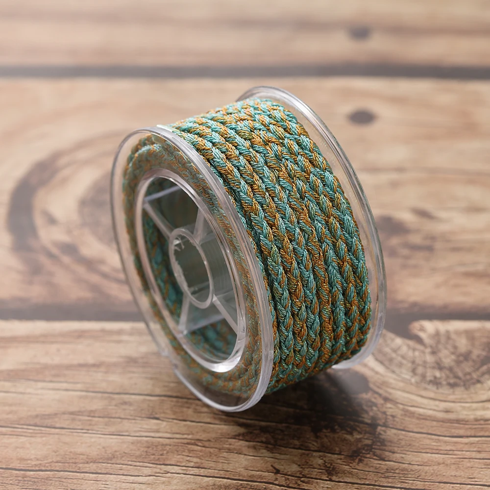 Colorful Braided Polyester Thread Roll – 4m, 3.5mm Diameter – 11 Styles for DIY Jewelry & Crafting