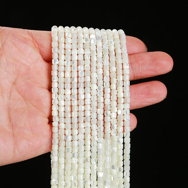 4*4mm 자연 화이트 쉘 비즈 쥬얼리에 대한 진주 원통형 모양 구슬의 어머니 Diy 목걸이 팔찌 액세서리 만들기