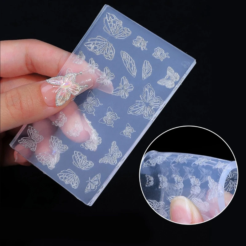 

3D Butterfly Embossing Nail Art Mold Silicone Combination Decorative Mold Nail Art Making Tool Silicone Carving Mould