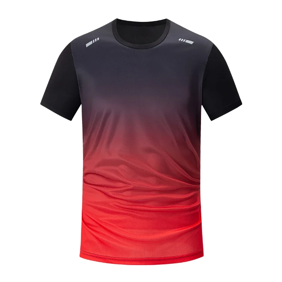T-shirt da uomo sportive per fitness, abbigliamento sportivo ad asciugatura rapida, top a maniche corte sfumato per allenamento all'aperto, basket e corsa - immagine 2