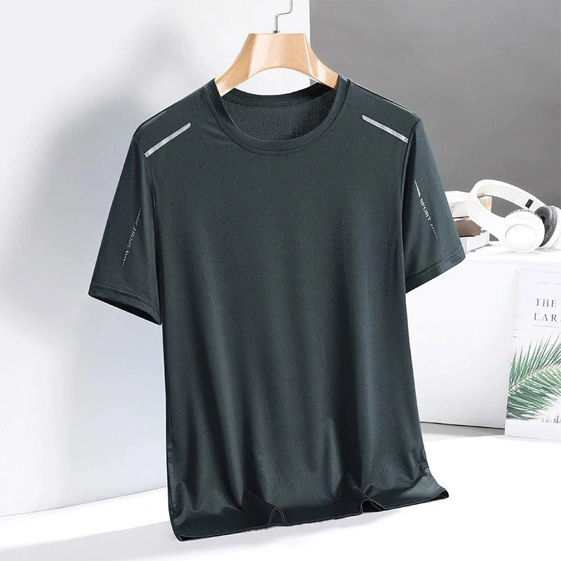 Ice Silk Running Shirts Men Loose Printing Short Sleeve Basketball Gym...