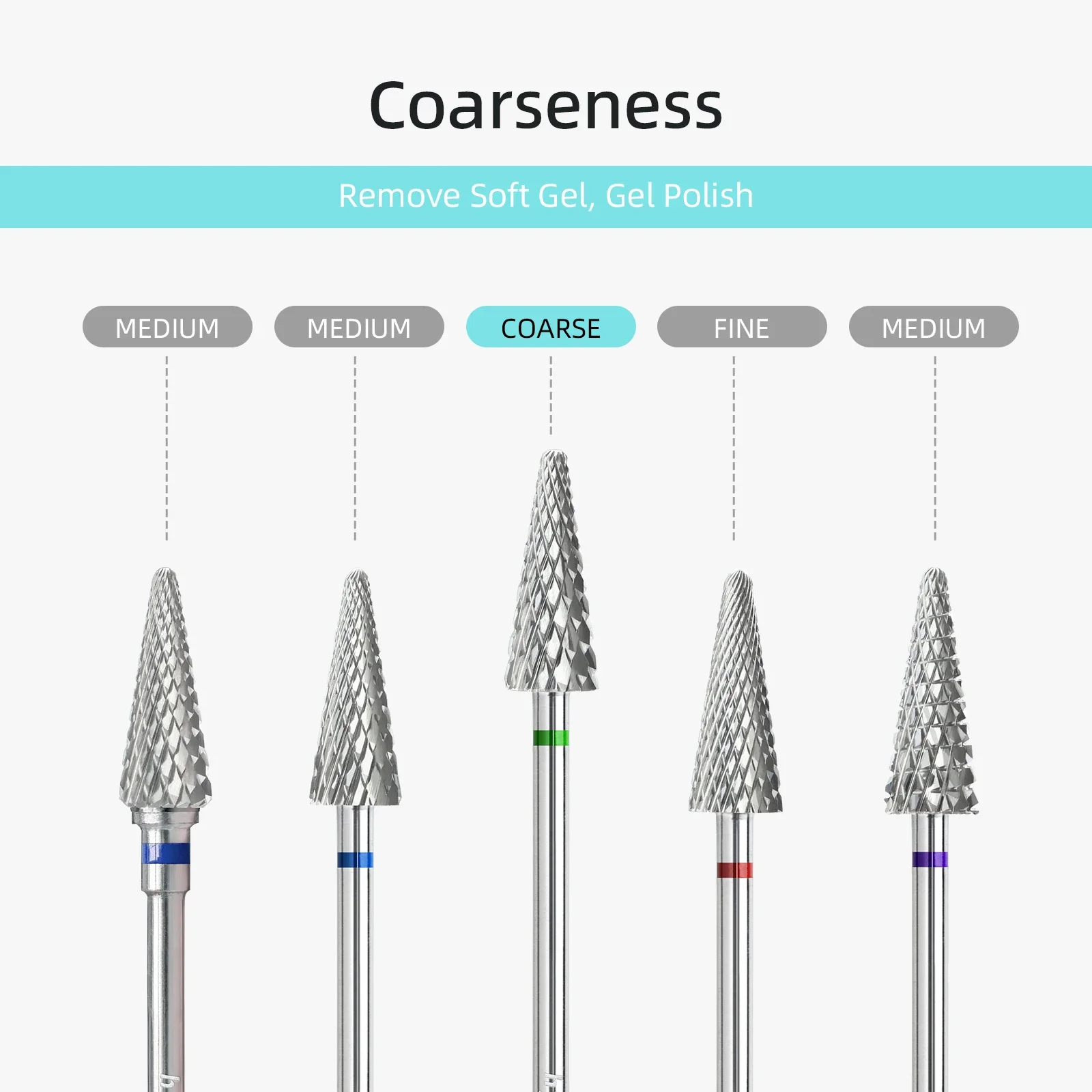 HYTOOS Cone Shape Nail Drill Bit Carbide 3/32" Milling Cutter For Manicure Rotary Burr Electric Drill Accessories Tool 3