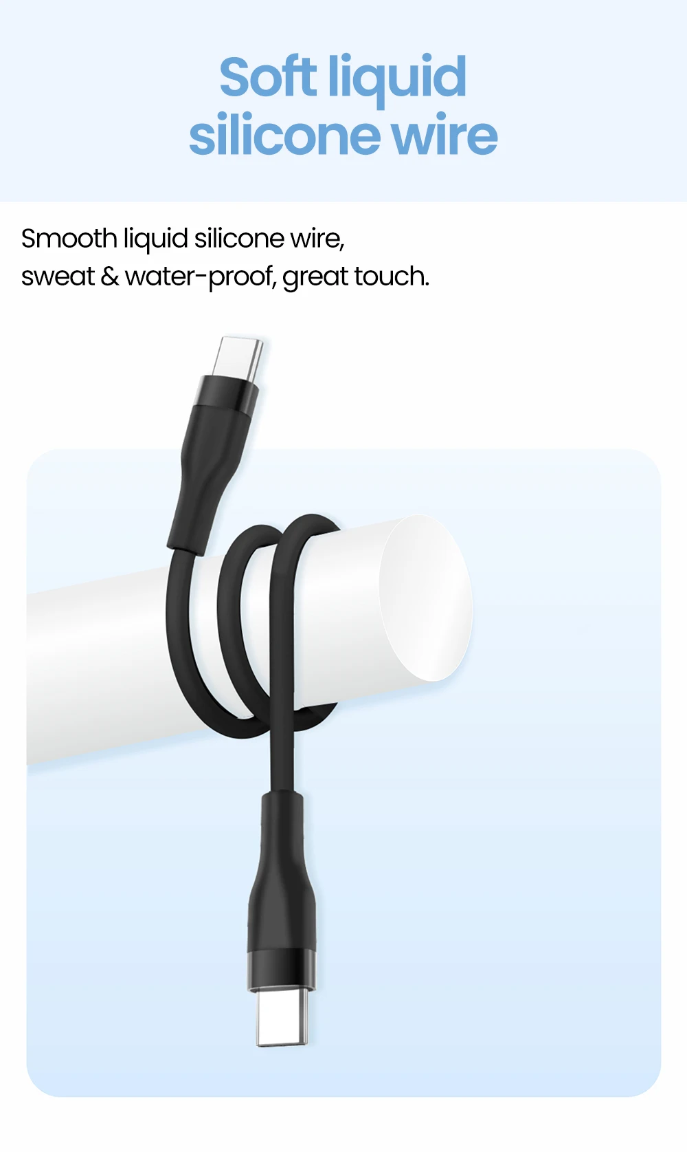 100W 0.25/0.5M Short Cable Silicon Type C to Type C Cable Fast Charging For Power Bank Wire USB C Cable For iPhone 16 15 Sumsung