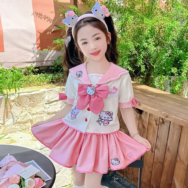 children cosplay skirt Sanrio HelloKitty Children's CosPlay Academy Style Pleated Skirt Girl Princess Clothes Children's JK Uniform Birthday Gift