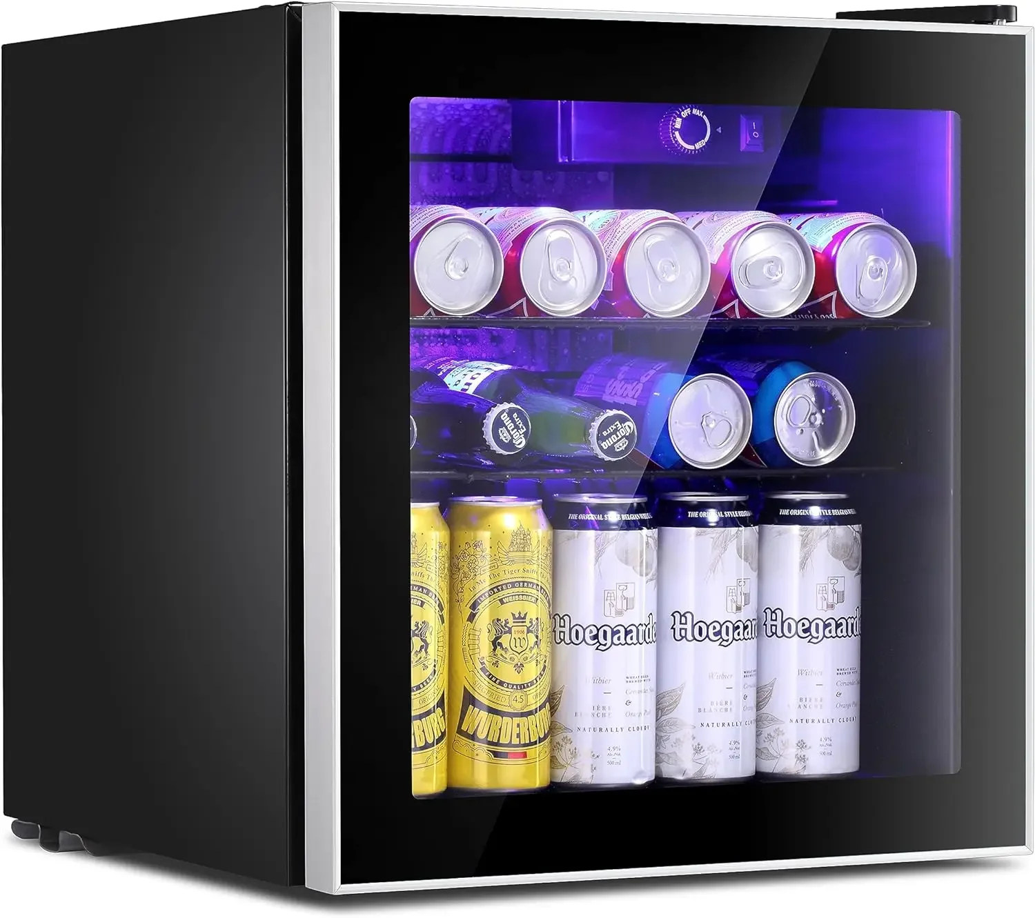 Mini Fridge Cooler 60 Can Beverage Refrigerator Glass Door for Beer Soda Wine Small Drink Dispenser Clear Front Door Removable