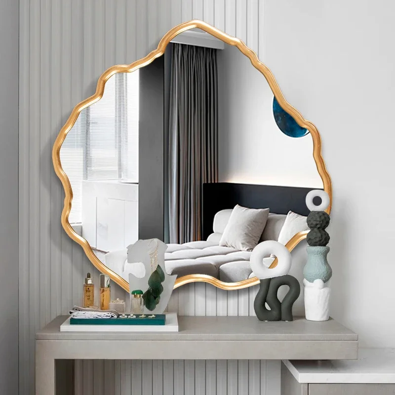 Duży Model toaletowy dekoracyjne lustro ścienne makijaż rzemiosło toaletka estetyczne lustro prysznicowe Golden Espejo Pared Home Styling YX50DM