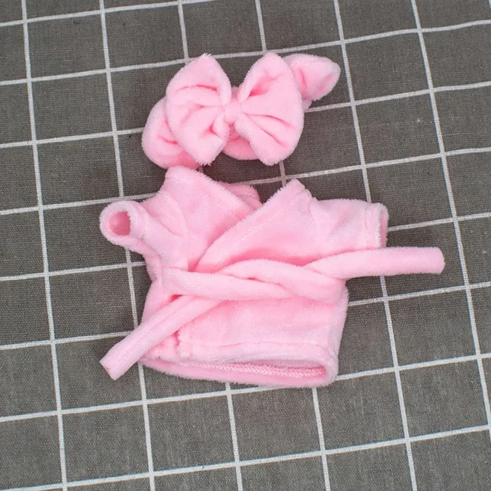 New Cute 10cm Cotton Doll Velvet Pajamas Clothes with Headband for 1/12 BJD Doll Sleep Clothes Bathrobe Accessories 5