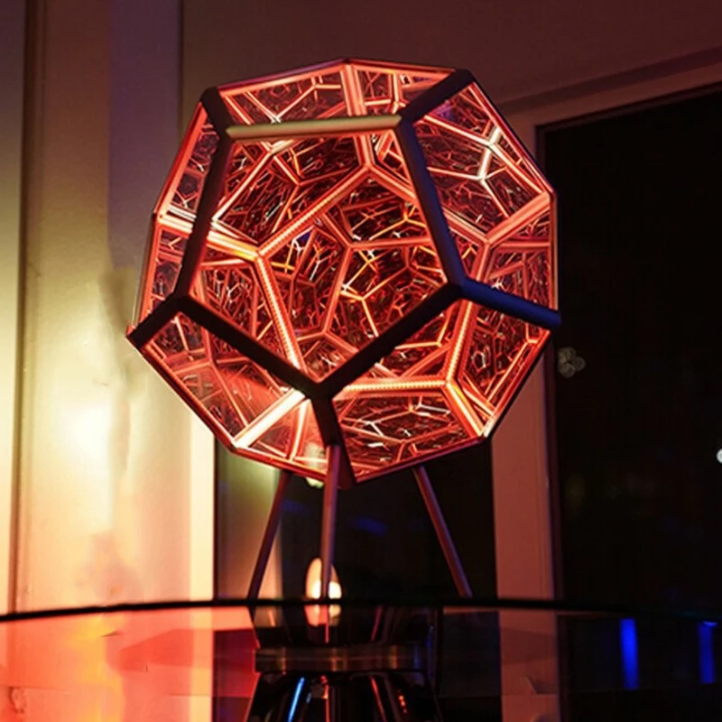 

Creative Light Luxury Cool Fantasy Infinite Dodecahedron Night Light USB Plug-in Color Art Light Desk Light Lamp