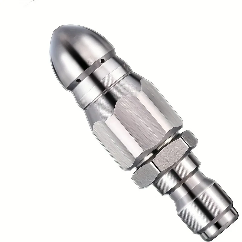 1 piece of stainless steel high-pressure drainage nozzle - quick connect 1/4 inch pipe cleaning nozzle for sewer dredging 3