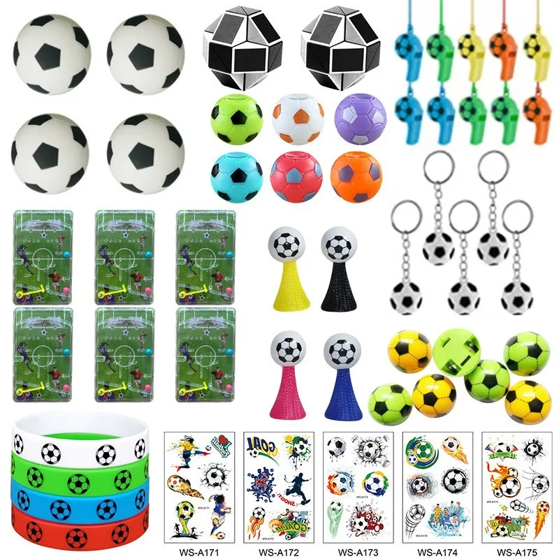 51PCS Soccer Party Football Toy DIY Bracelet Sticker Labyrinth Whistle Key Football Top Buckle Cheer Set Accessorie