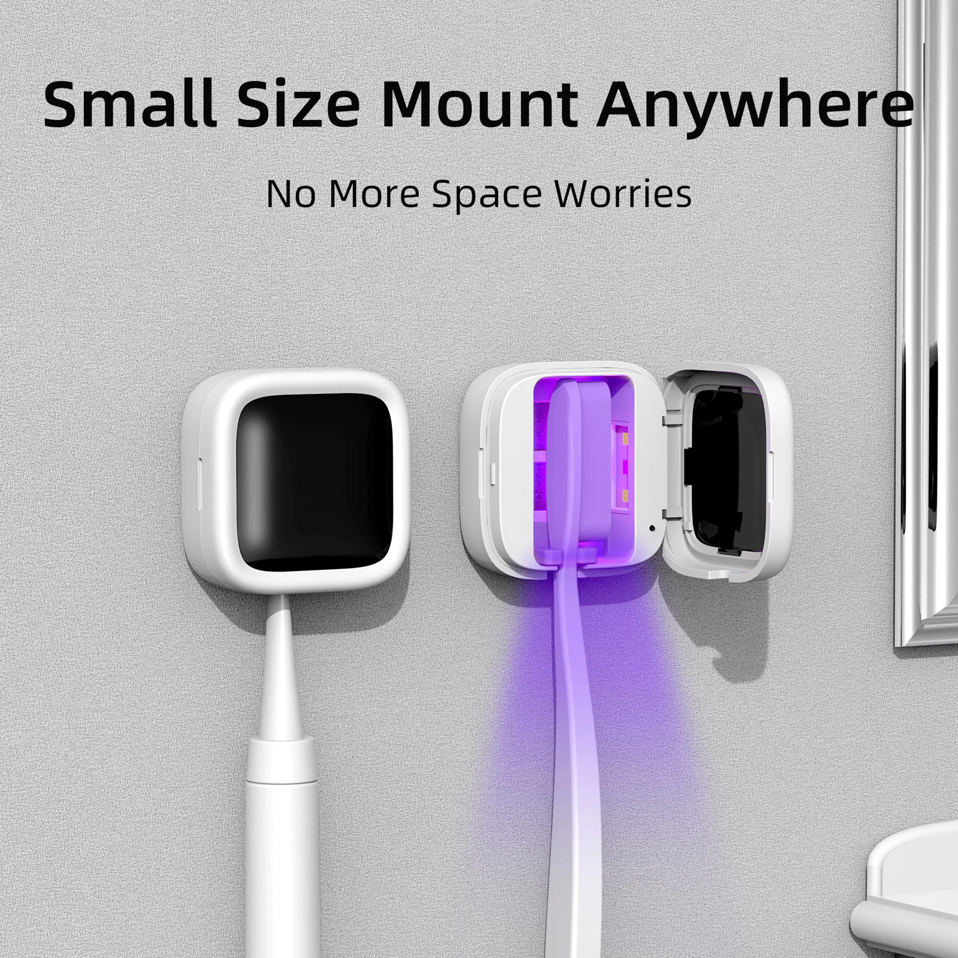 Portable Toothbrush Sterilizer Rechargeable Mini Smart Ultraviolet Disinfection Toothbrush Holder Magnetic Adsorption Holder
