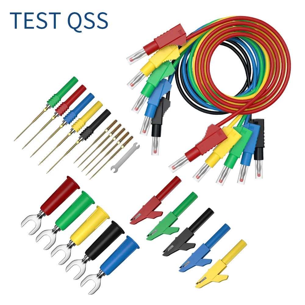 Kit de uds qss de 31 enchufe de banana doble con pinzas de cocodrilo