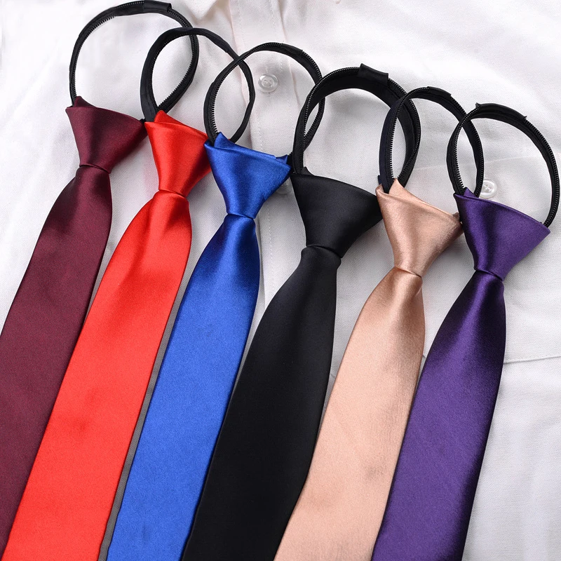 

Solid Color Zipper Necktie Polyester Satin Formal Men Women Wedding Gift Tie Popular Suit Necktie Evening Dress Accessories Men