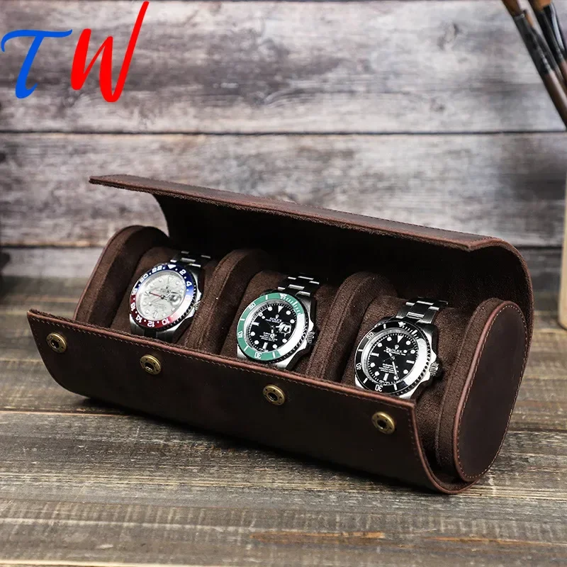 Classics Watch Case Portable Detachable Outdoor Exploration Travel Genuine Leather Free Customization Watch Organizer Box